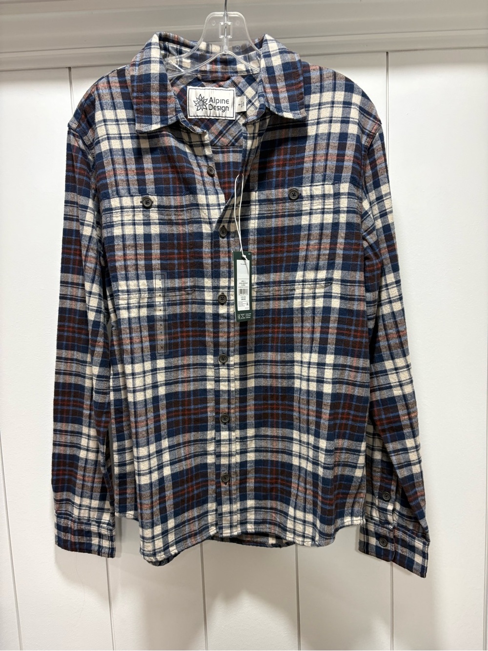 Alpine Design Flannel Mens Size Small Plaid Long Sleeve Lightweight Hike New NWT